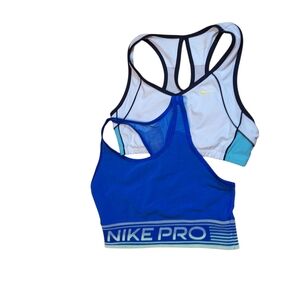 Nike Sports Bras Small & Medium Pro Blue White Athletic Workout Gym Sporty